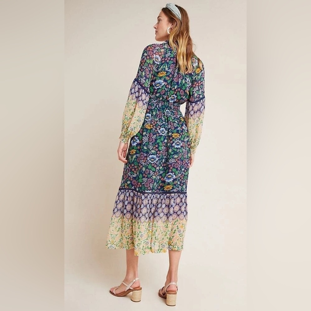 Anthropologie Maeve Ondine Maxi Dress Boho Long Sleeve Multi Color Floral - Picture 2 of 4